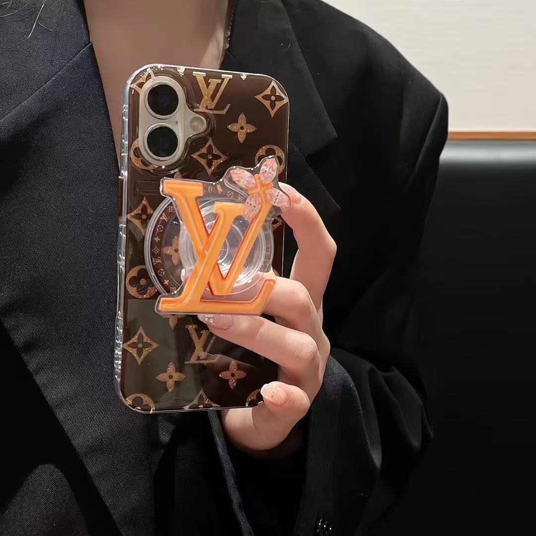 Brown Magnetic Bracket Phone Case For iPhone