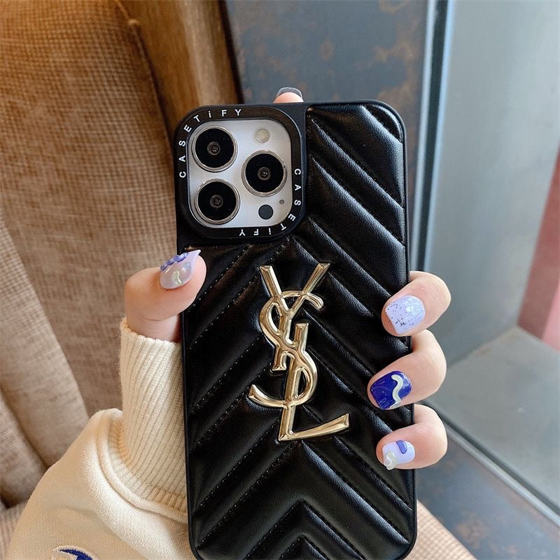 Embroidered Gold Phone Case For iPhone