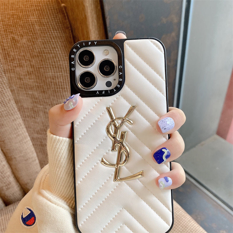 Embroidered Gold Phone Case For iPhone