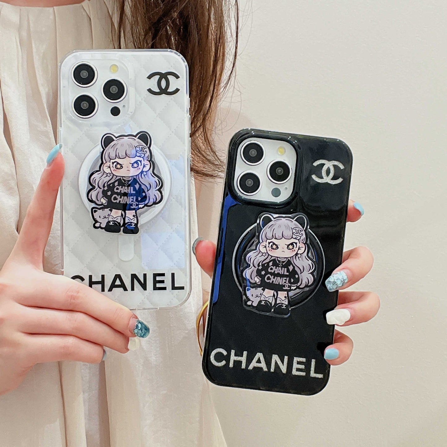 Girl Magnetic Bracket Phone Case For iPhone