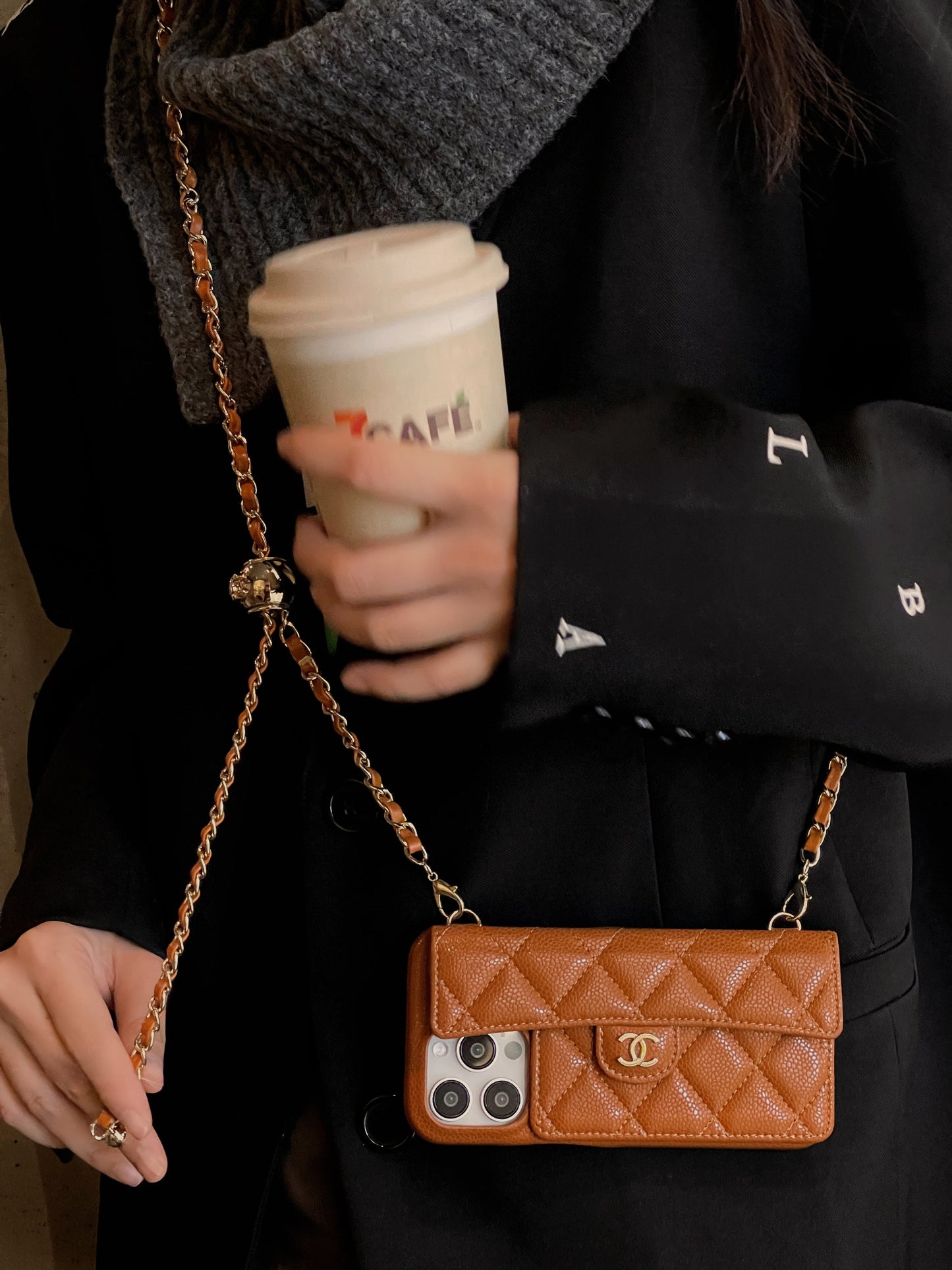 Luxury Wallet iPhone Case With Hand /Crossbody Chain