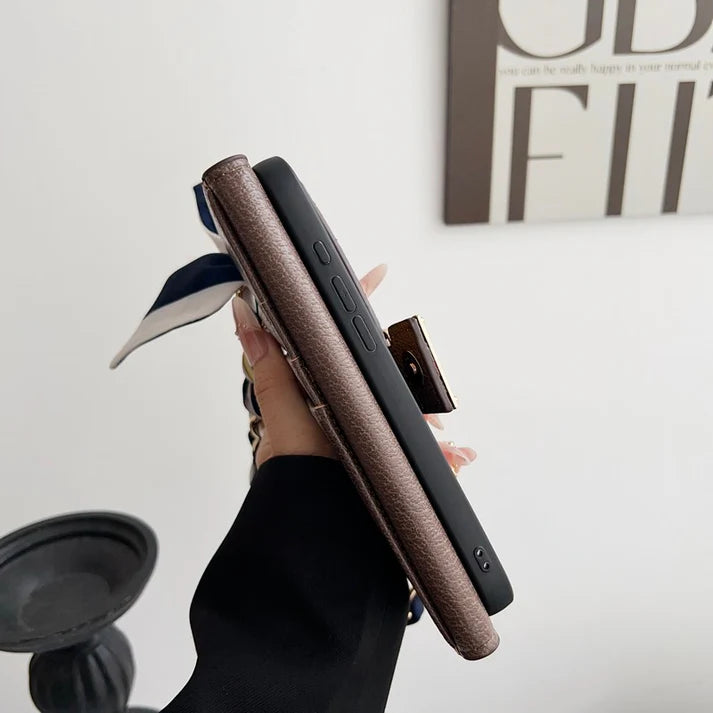 Letter Holster Scarf Chain Wallet Case For iPhone