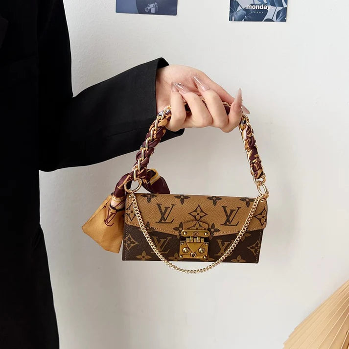 Letter Holster Scarf Chain Wallet Case For iPhone